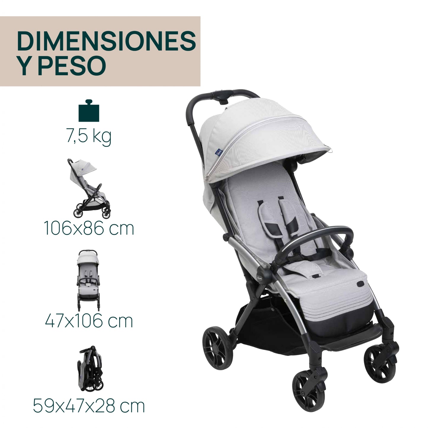 SILLA DE PASEO GOODY XPLUS PEARL GREY
